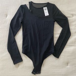 Abercrombie long sleeve asymmetrical mesh bodysuit